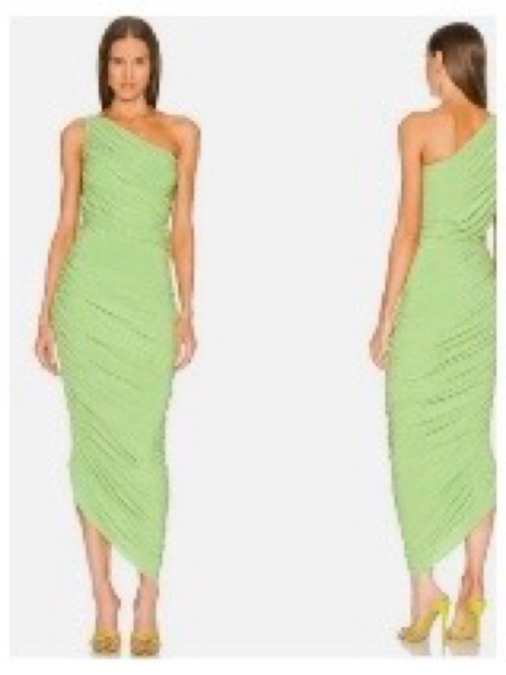 Norman Kamali Gemini green Diana Gown NWT